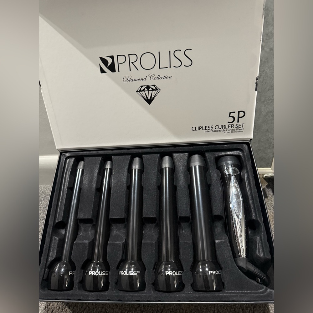 Proliss 5P Interchangeable Clipless Curling Iron Wand Like New